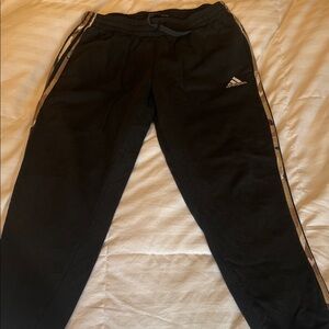 Adidas Black Jogger Pants with White Stripes